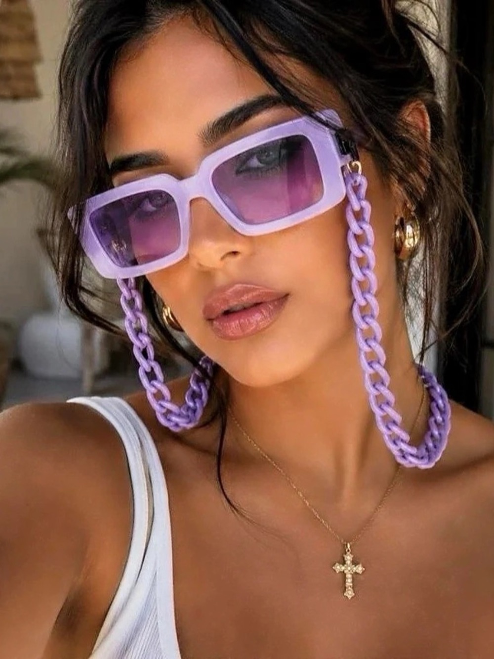 Purple Rectangle Sunglasses